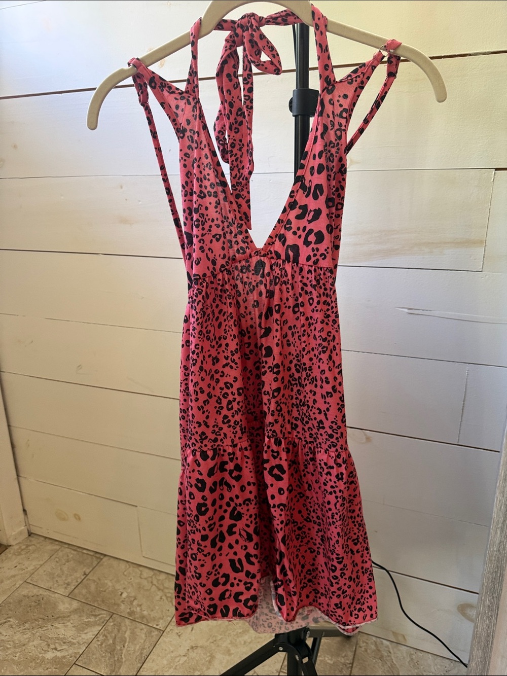 Pink Leopard Print Sundress Jumpsuit